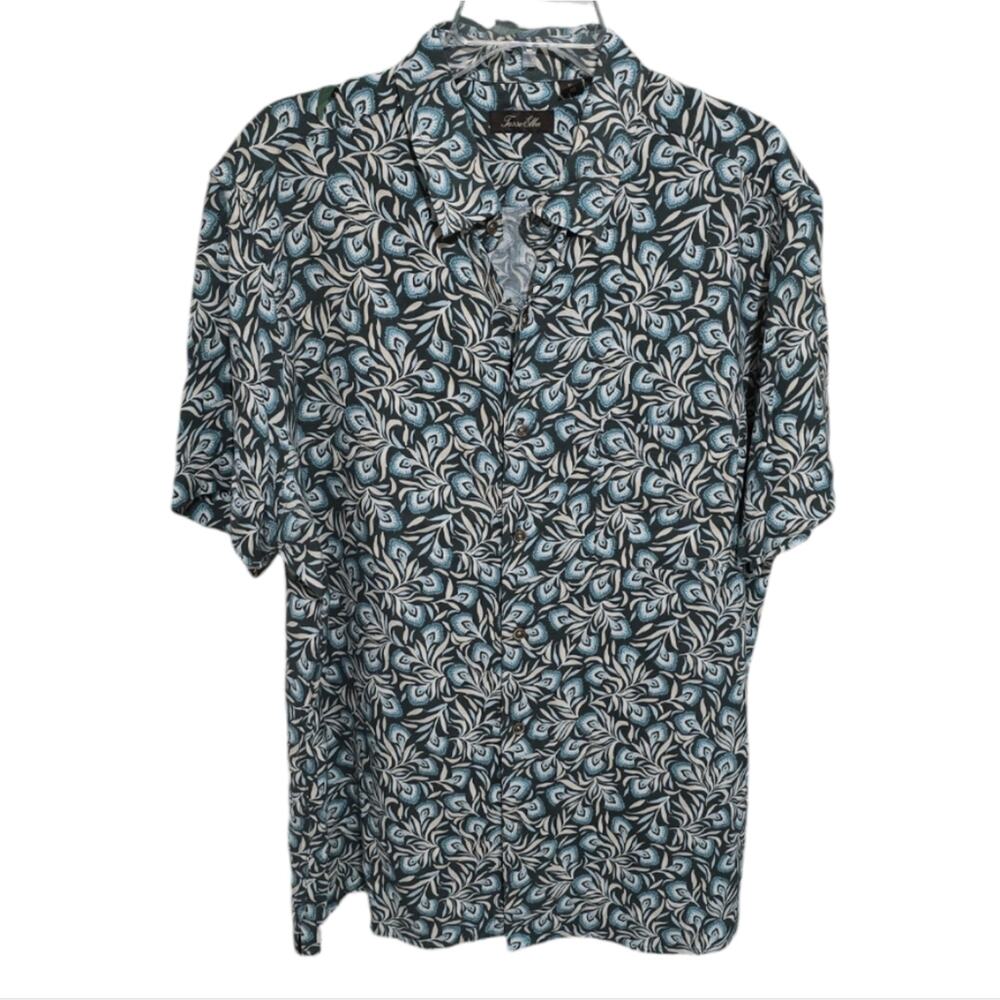 Tasso Elba Floral Tropical Hawaiian Button Down Silk Shirt Men's Size XL